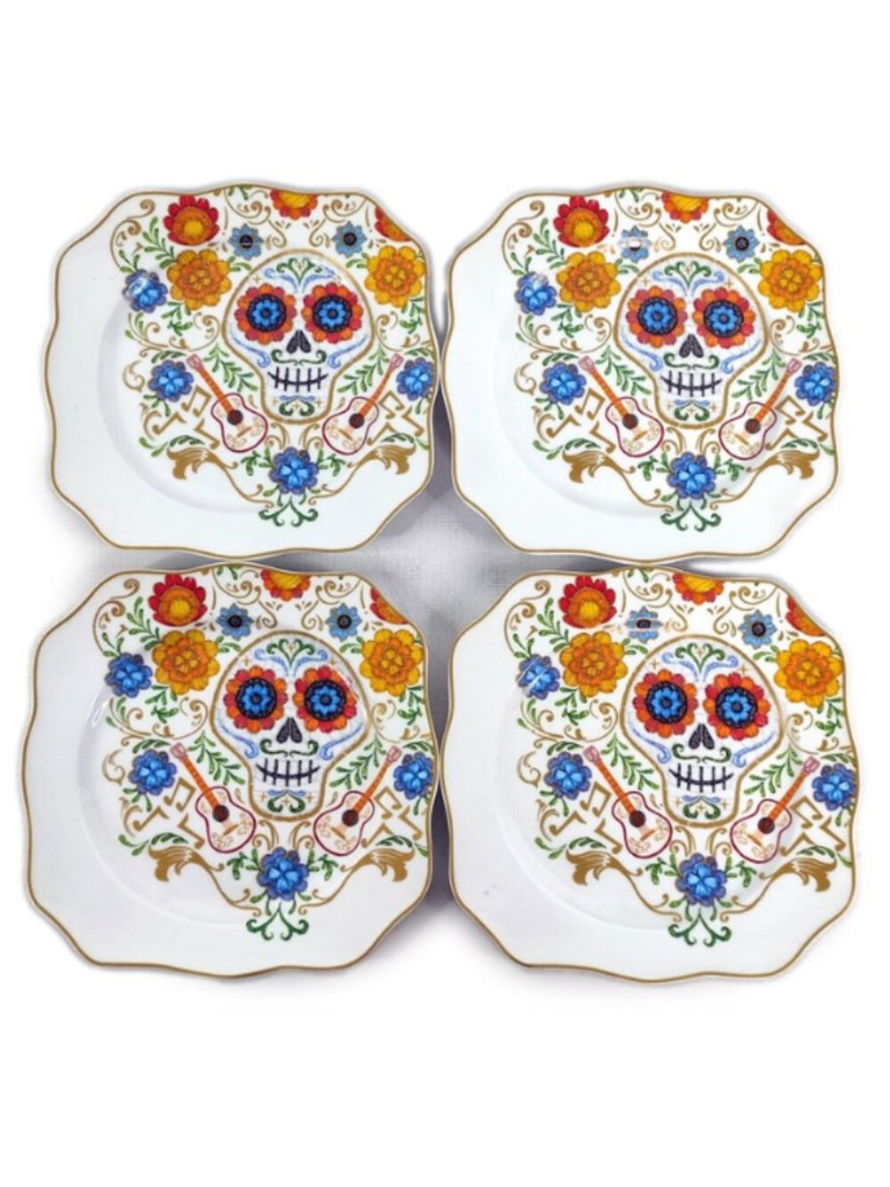 Disney NWOB Pixar Ceramic COCO Dessert Plates by Patina Vie, Set of 4, 8"